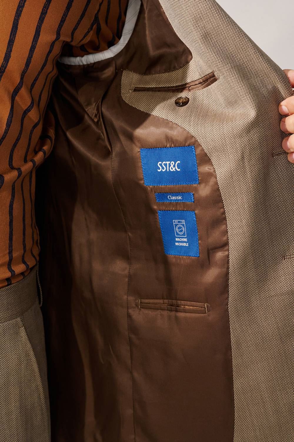 SST&C #Machine Washable Series  Light Brown Textured Classic Suit Jacket | 00012409008_6