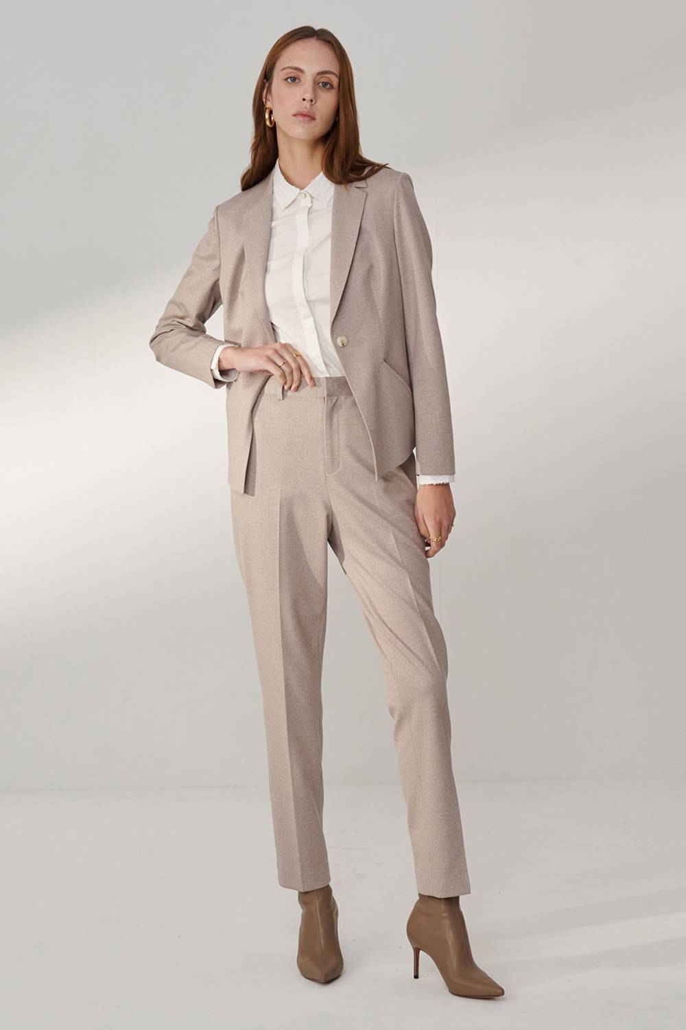SST&C Light Khaki Twill Stretch-Knit Square-Neck Suit Jacket | 01012409001_3