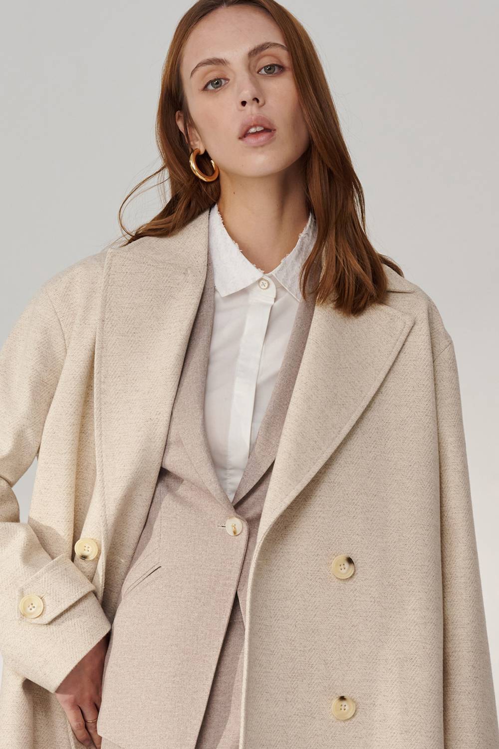SST&C Light Khaki Twill Stretch-Knit Square-Neck Suit Jacket | 01012409001_5