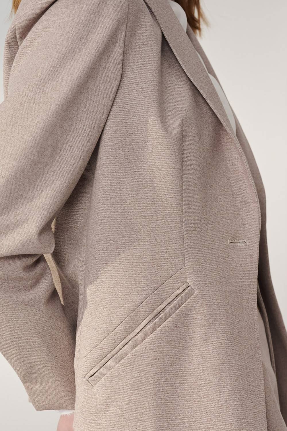 SST&C Light Khaki Twill Stretch-Knit Square-Neck Suit Jacket | 01012409001_6
