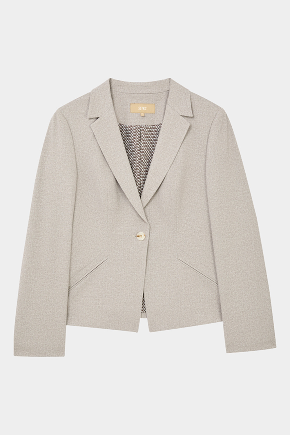 SST&C Light Khaki Twill Stretch-Knit Square-Neck Suit Jacket | 01012409001_7