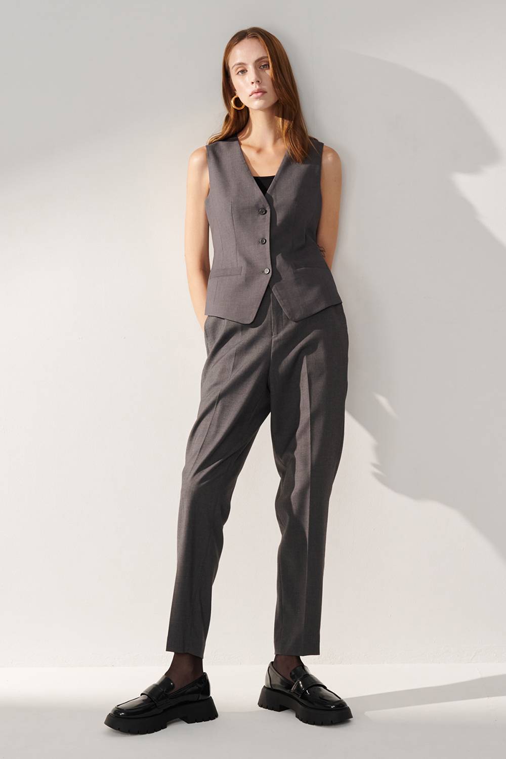 SST&C Gray Suit Trousers With Elastic Waistband | 01022409006_1