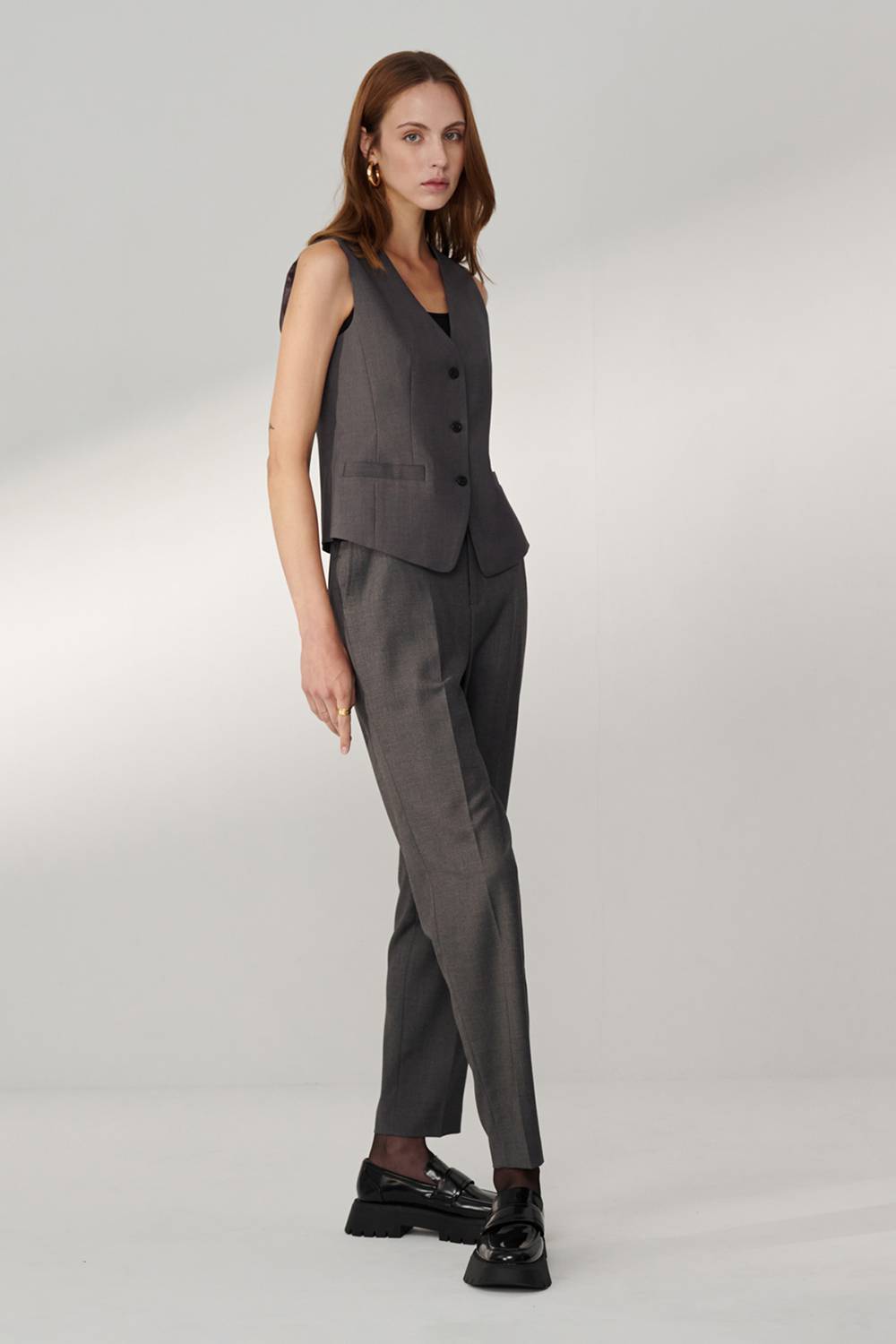 SST&C Gray Suit Trousers With Elastic Waistband | 01022409006_2