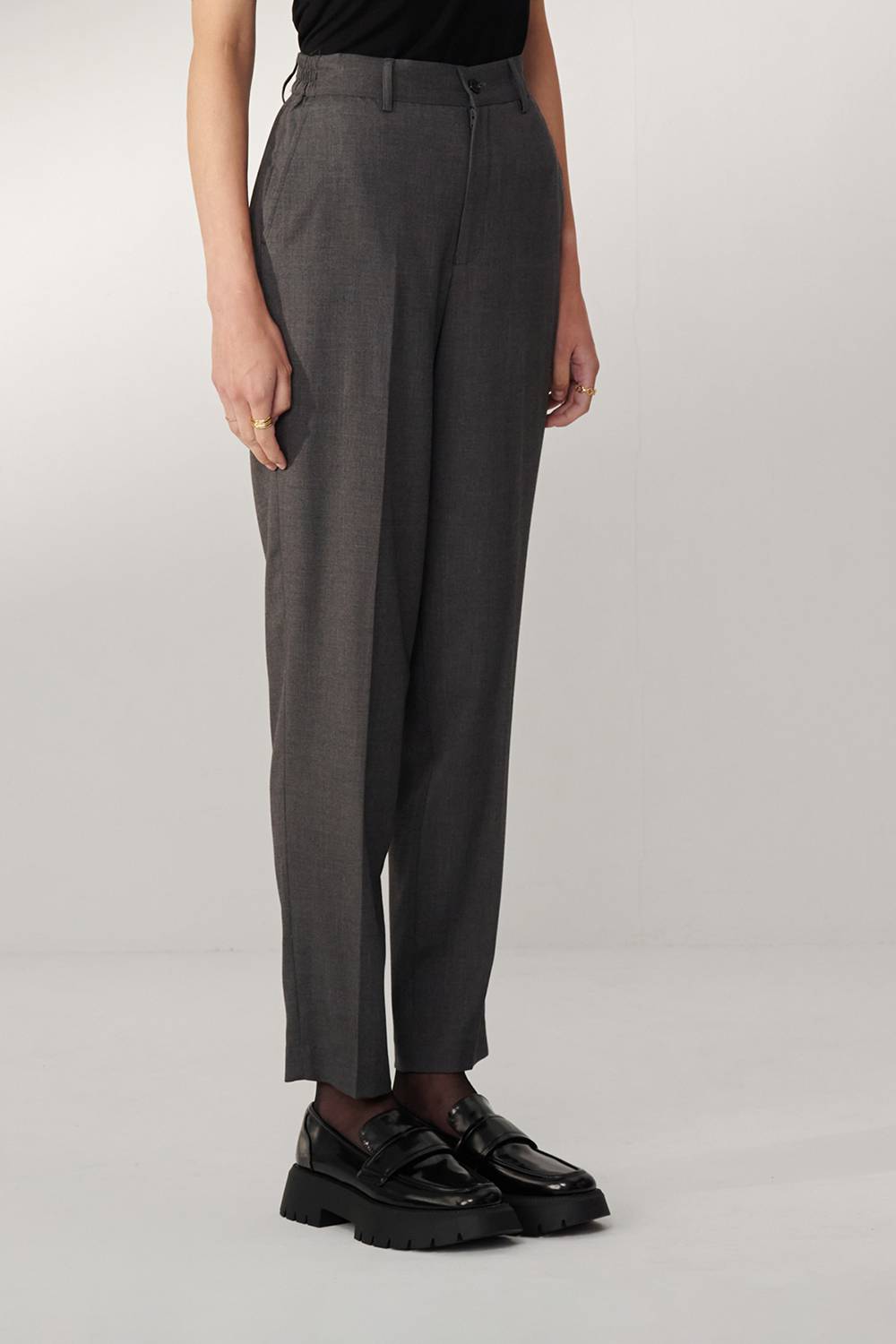SST&C Gray Suit Trousers With Elastic Waistband | 01022409006_4