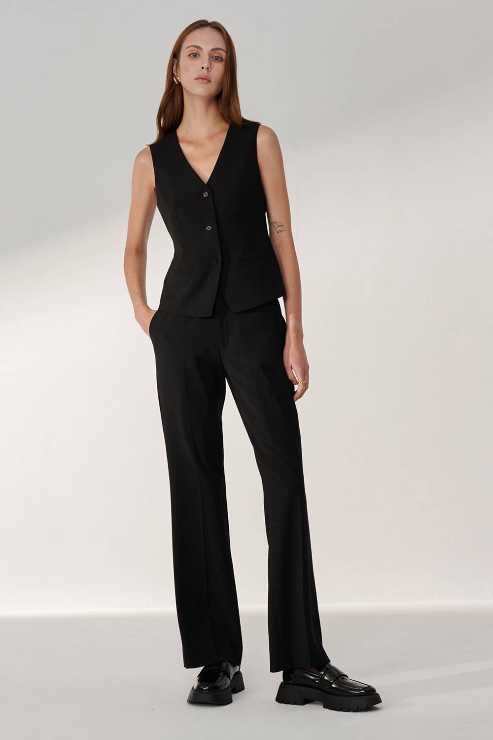 SST&C Black Silver Onion Straight Suit Trousers | 01022409008_2