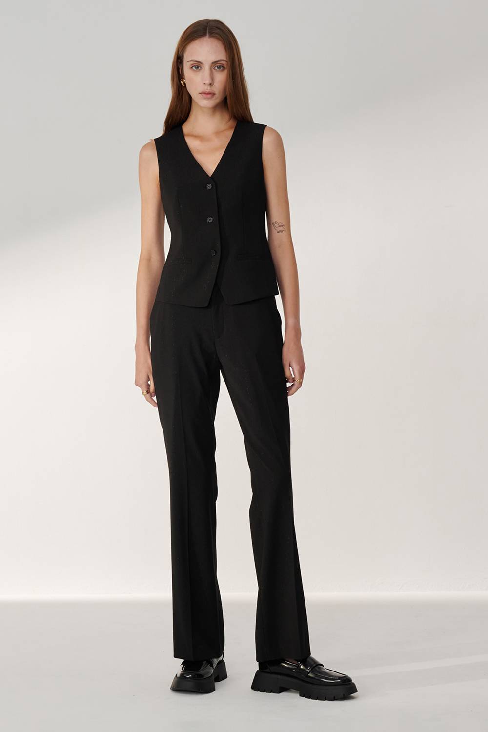 SST&C Black Silver Onion Straight Suit Trousers | 01022409008_3