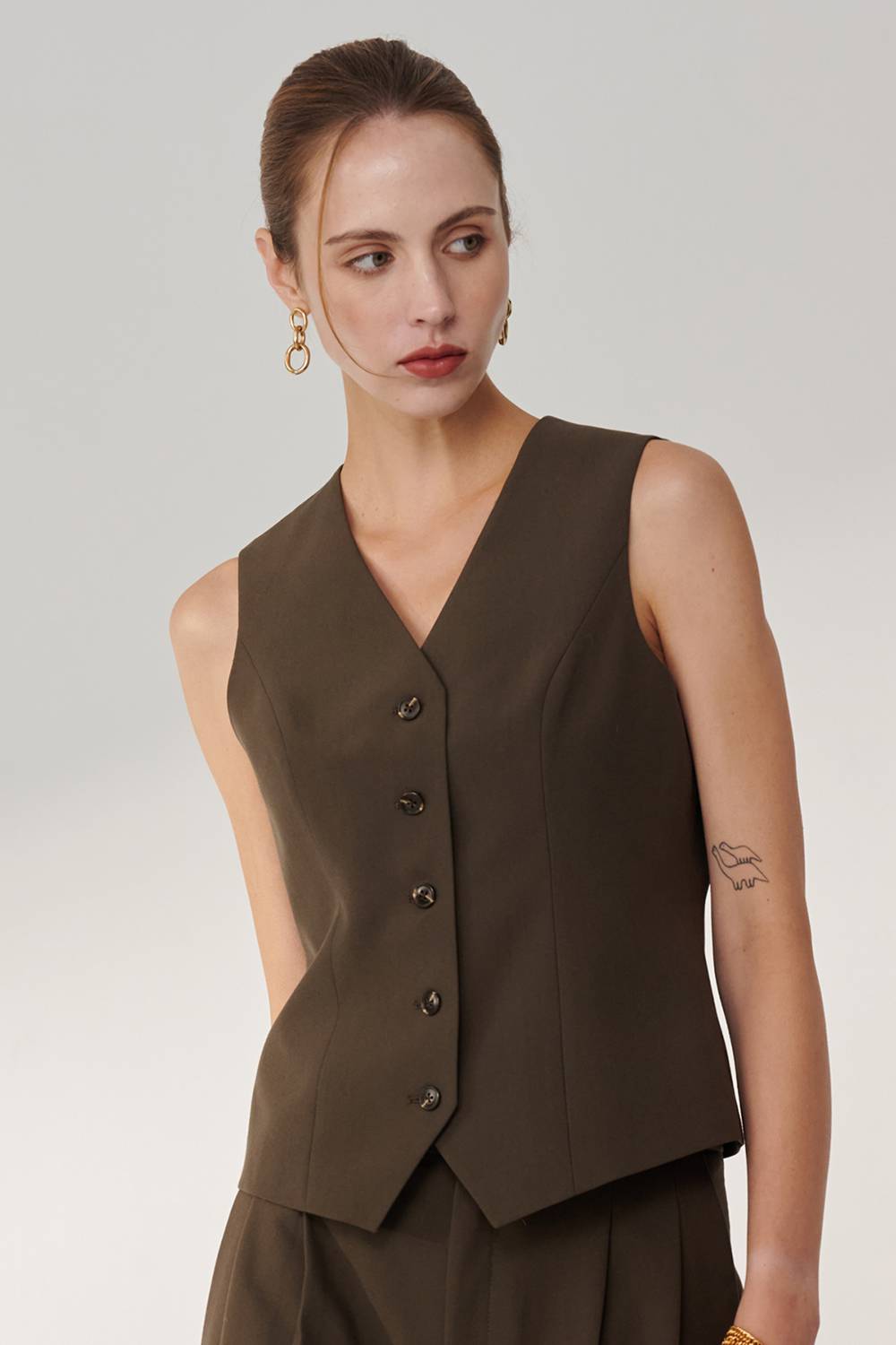 SST&C Green Khaki Suit Vest | 01032409007_2