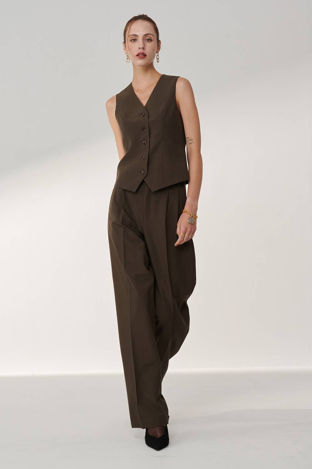 SST&C Green Khaki Suit Vest | 01032409007_3