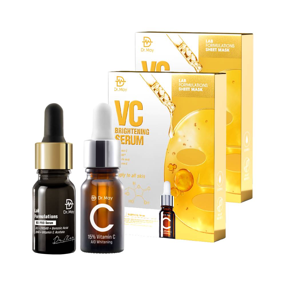 【Dr. May】美博士B3pro專業淨膚精華(10ml)+C15%專業美白精華(10ml)+VC激光美白面膜(4片/盒)x2_0