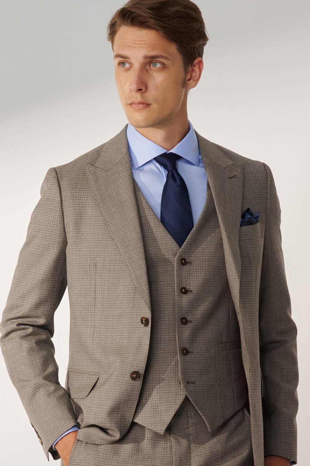 SST&C #Milan Series  Pink Check Pattern Slim Fit Suit Vest | 00032409001_4