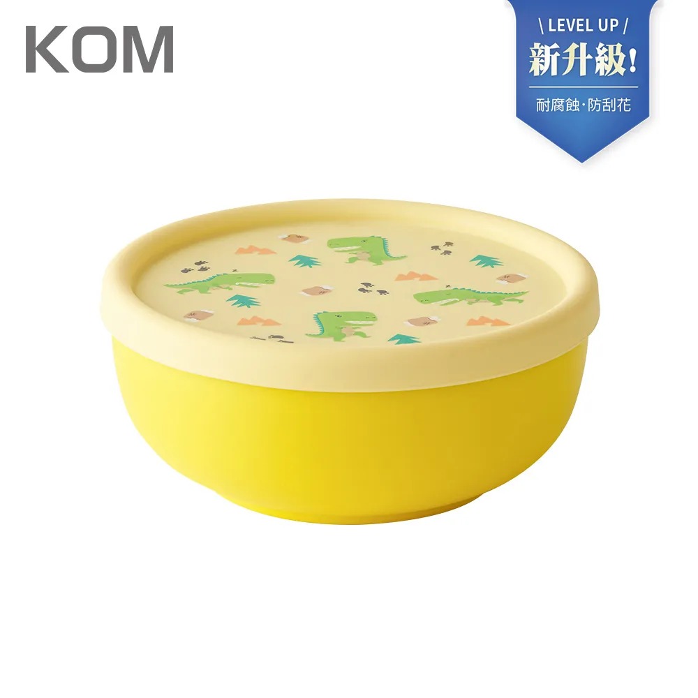 【KOM】格紋316不鏽鋼矽膠蓋隔熱碗13cm(附匙)_1