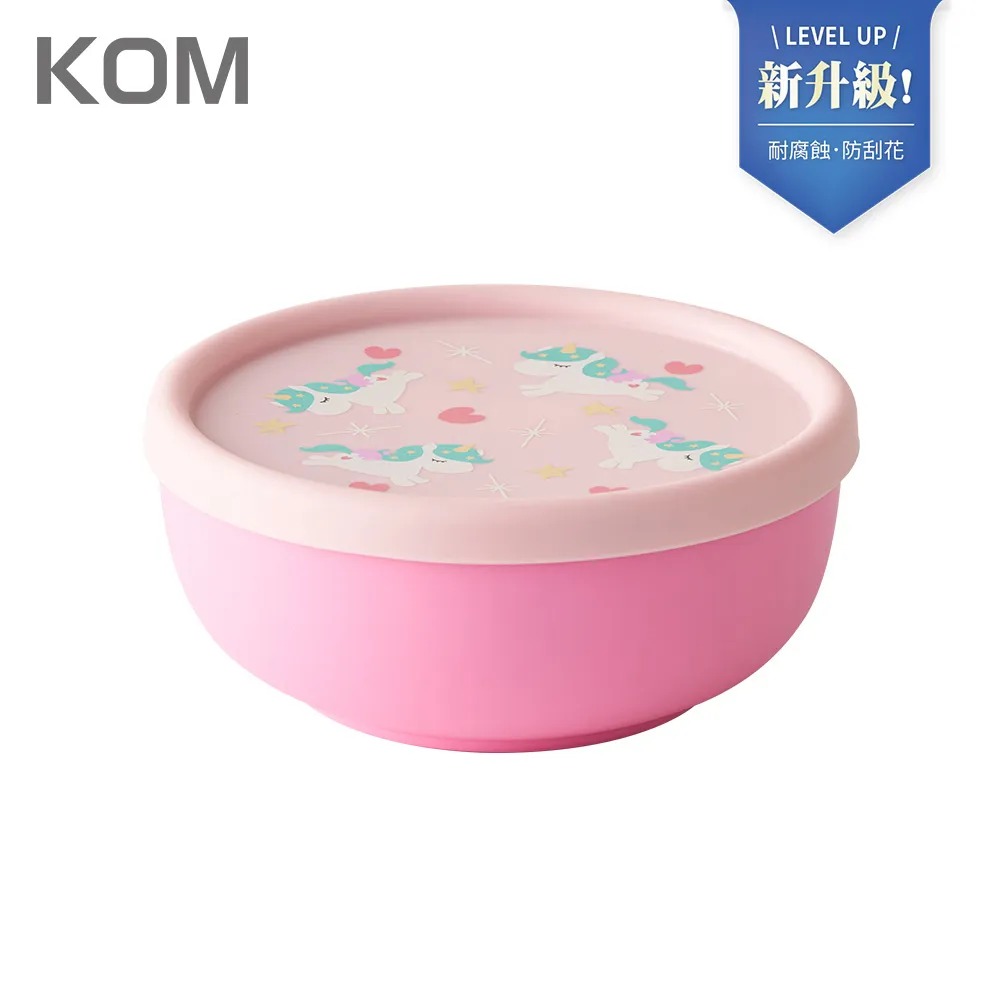 【KOM】格紋316不鏽鋼矽膠蓋隔熱碗13cm(附匙)_2