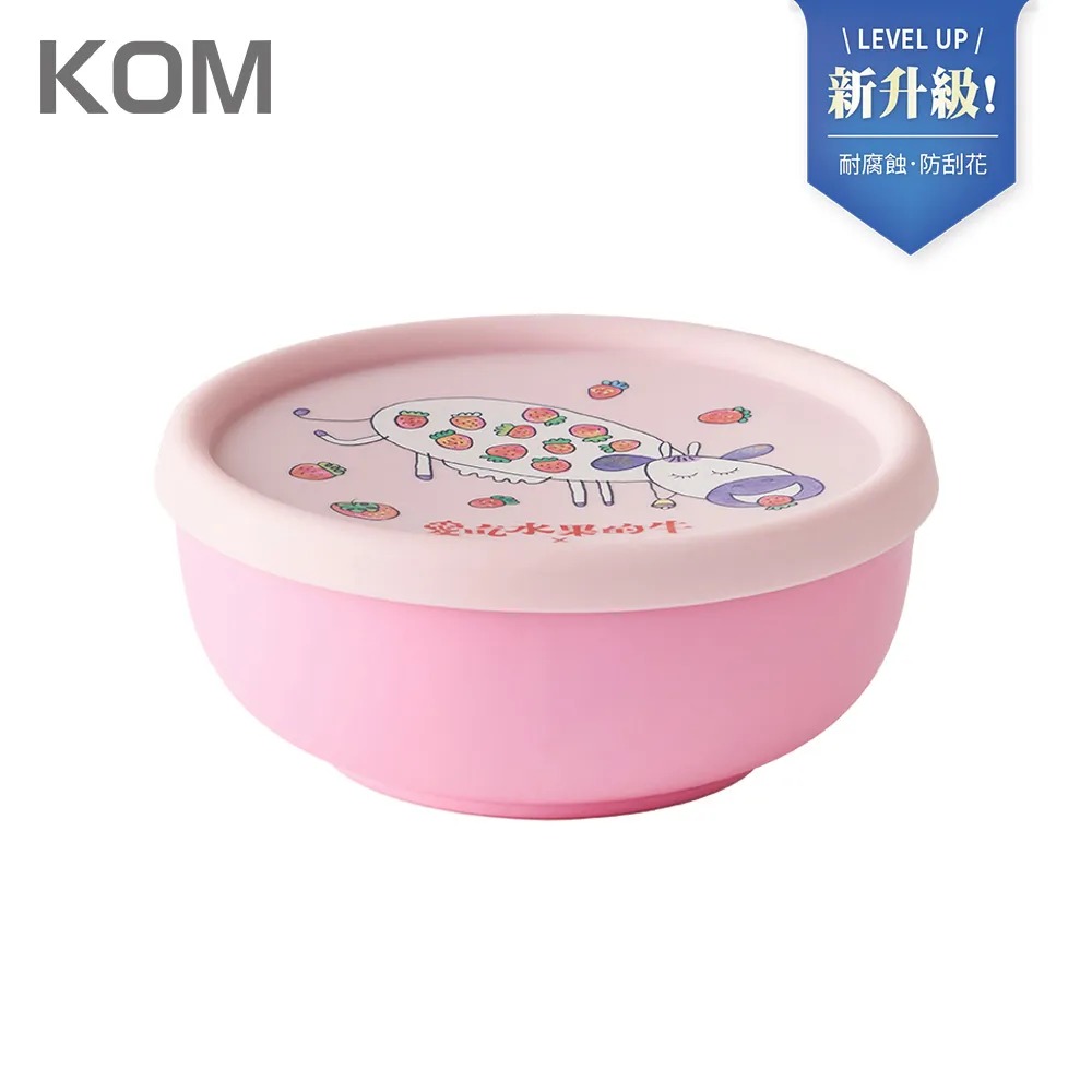 【KOM】格紋316不鏽鋼矽膠蓋隔熱碗13cm(附匙)_5