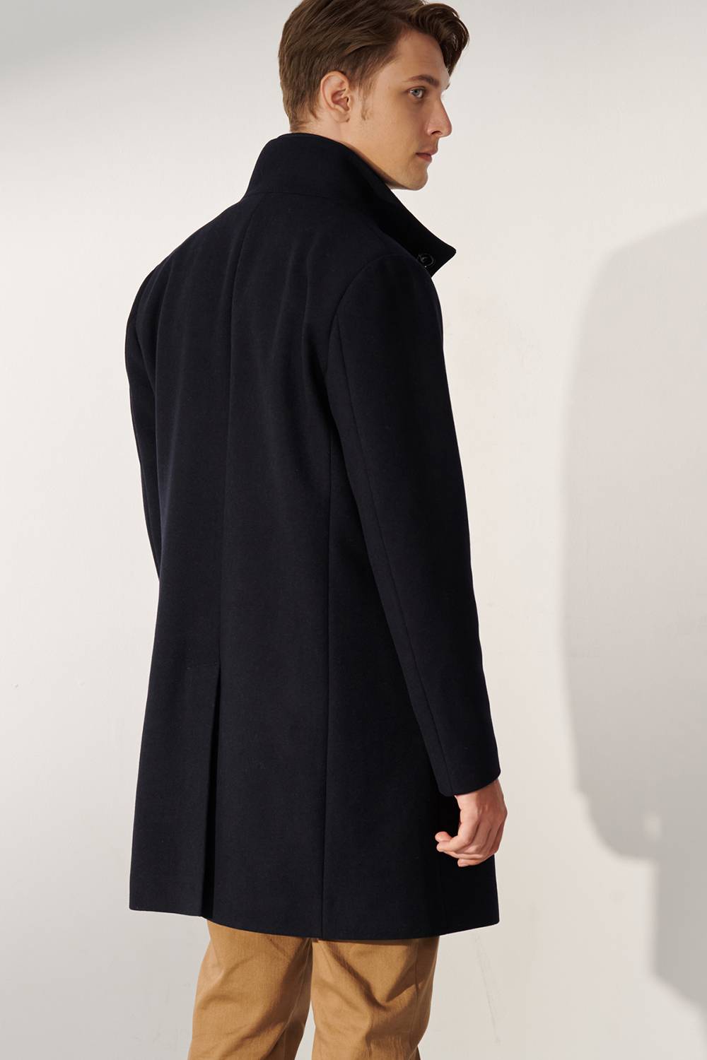 SST&C Navy Blue Fake Two Piece Stand Collar Coat | 00132409001_6