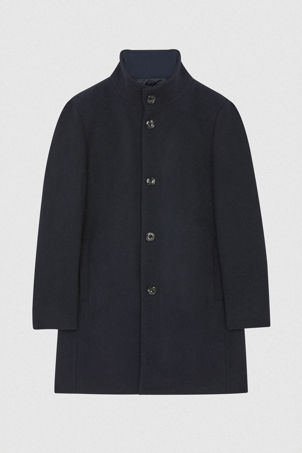 SST&C Navy Blue Fake Two Piece Stand Collar Coat | 00132409001_7