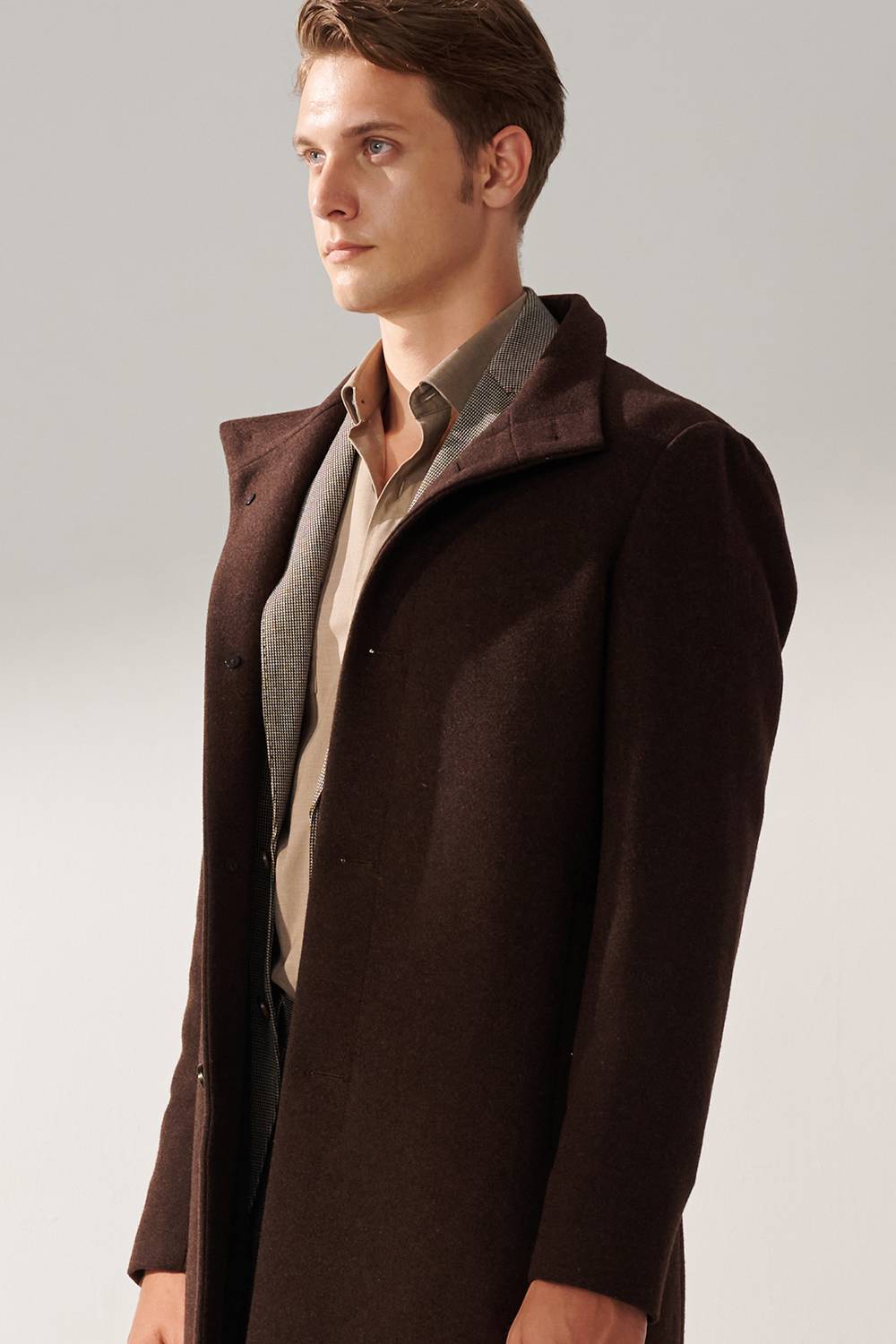 SST&C Brown Fake Two Piece Stand Collar Coat | 00132409003_6
