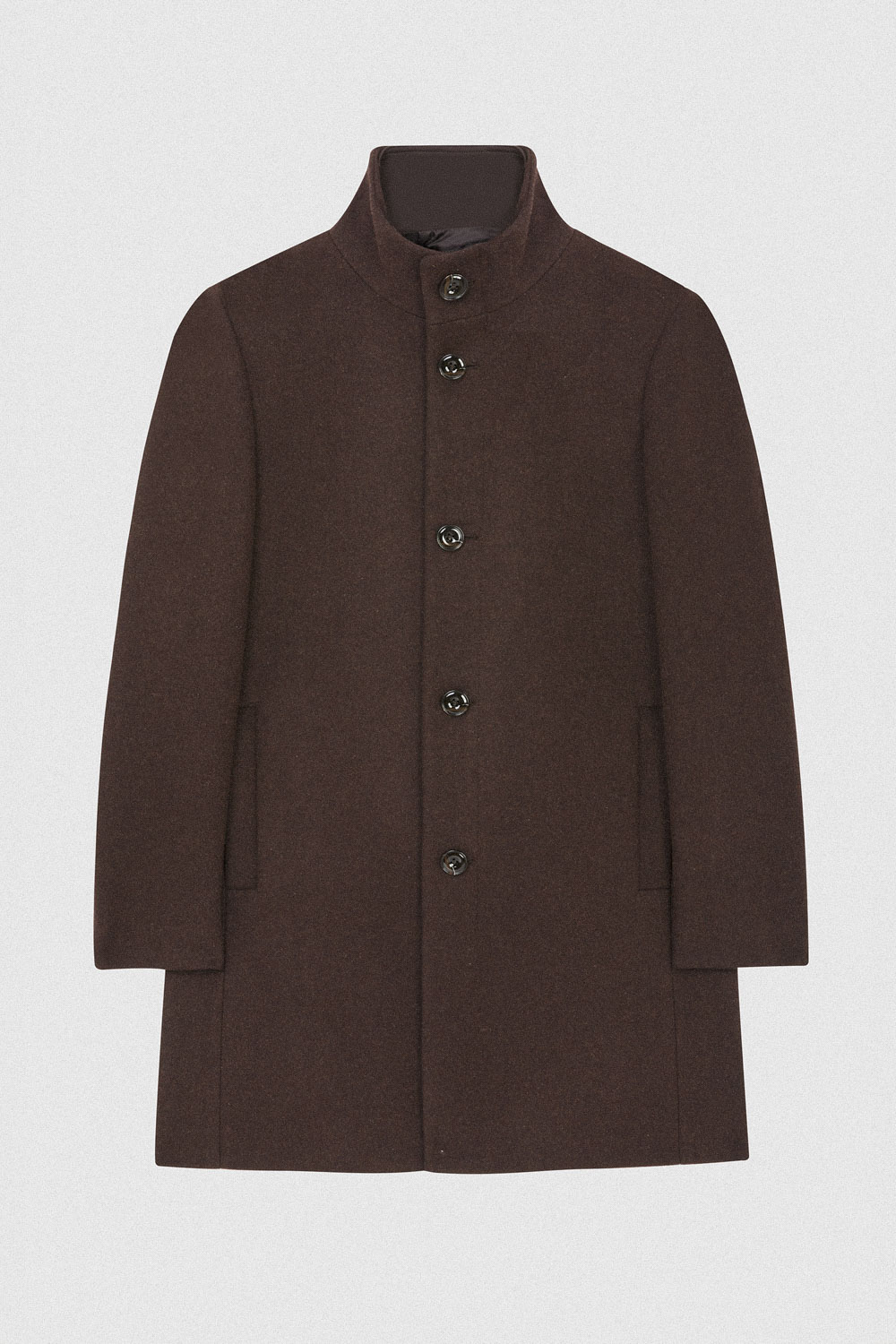 SST&C Brown Fake Two Piece Stand Collar Coat | 00132409003_7