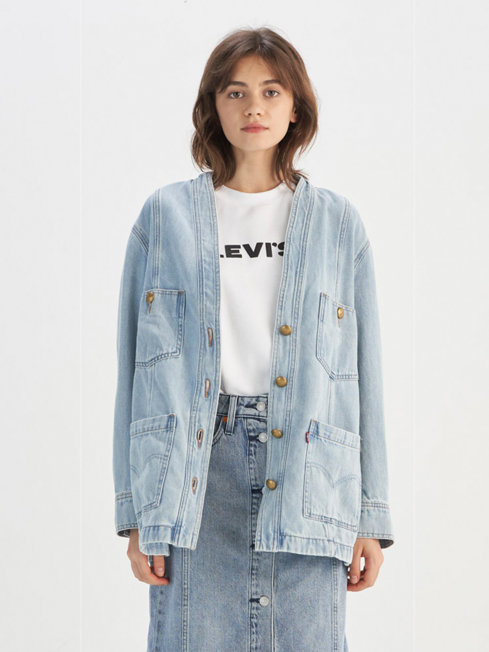 Levi's® 女款 寬鬆 牛仔外套 丹寧外套 長版外套  人氣新品
