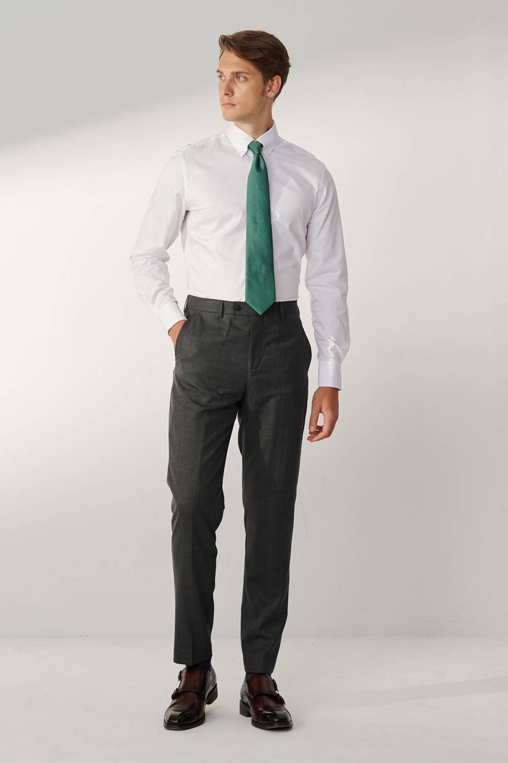 SST&C #Milan Series  Gray Slim Suit Trousers | 00022409003_0