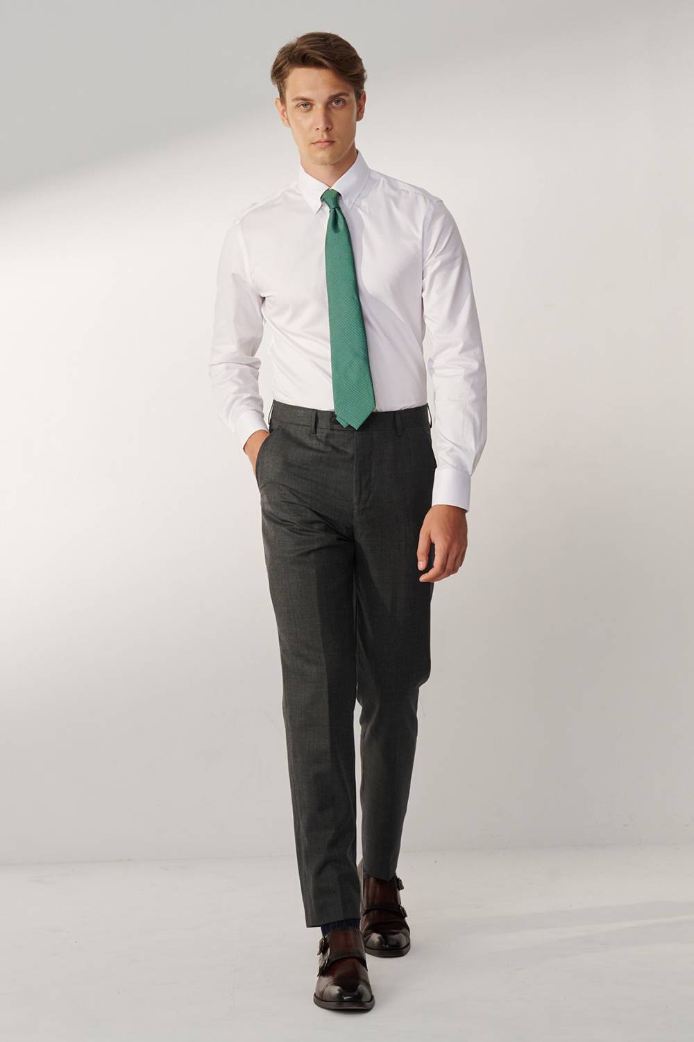 SST&C #Milan Series  Gray Slim Suit Trousers | 00022409003_1