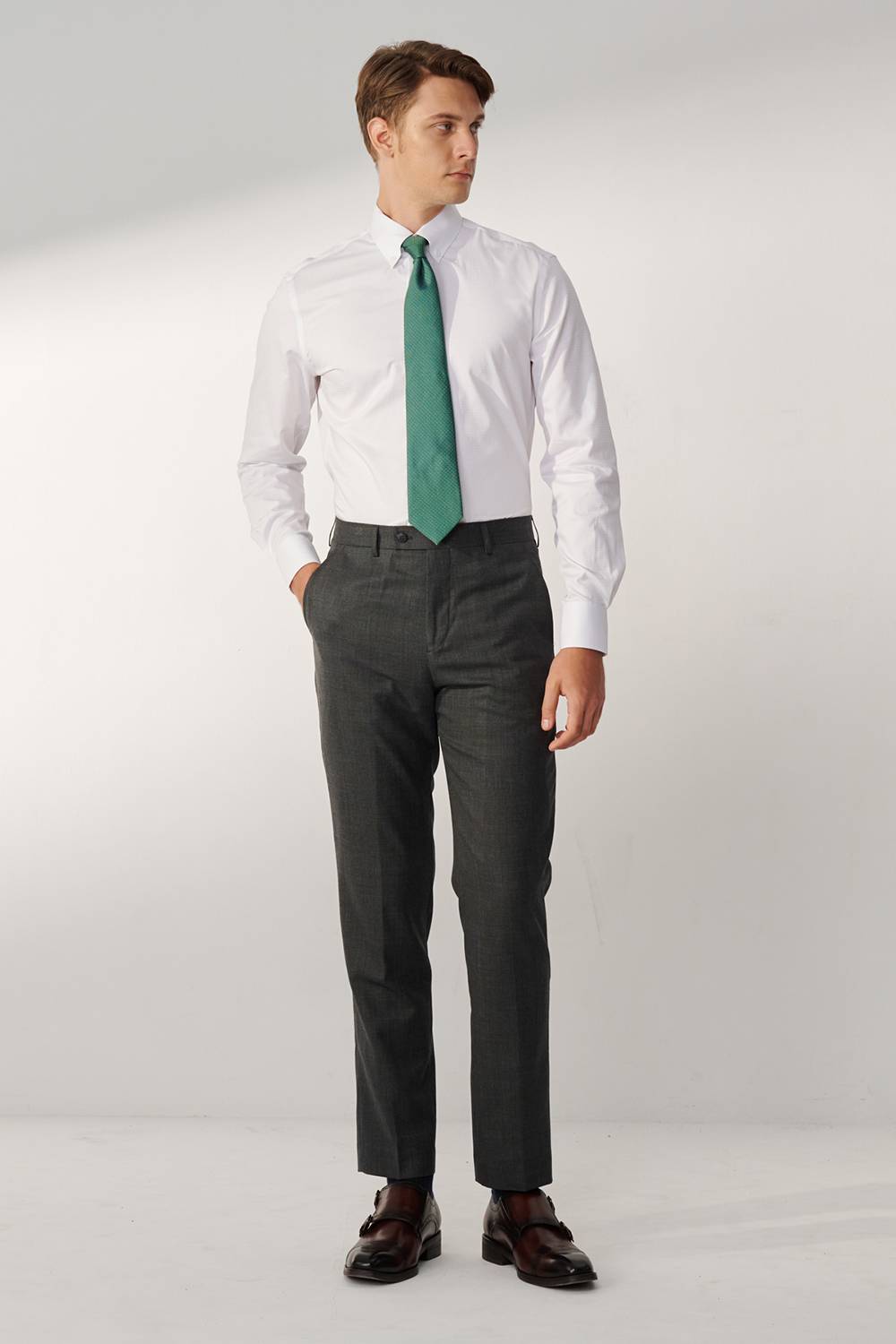 SST&C #Milan Series  Gray Slim Suit Trousers | 00022409003_2