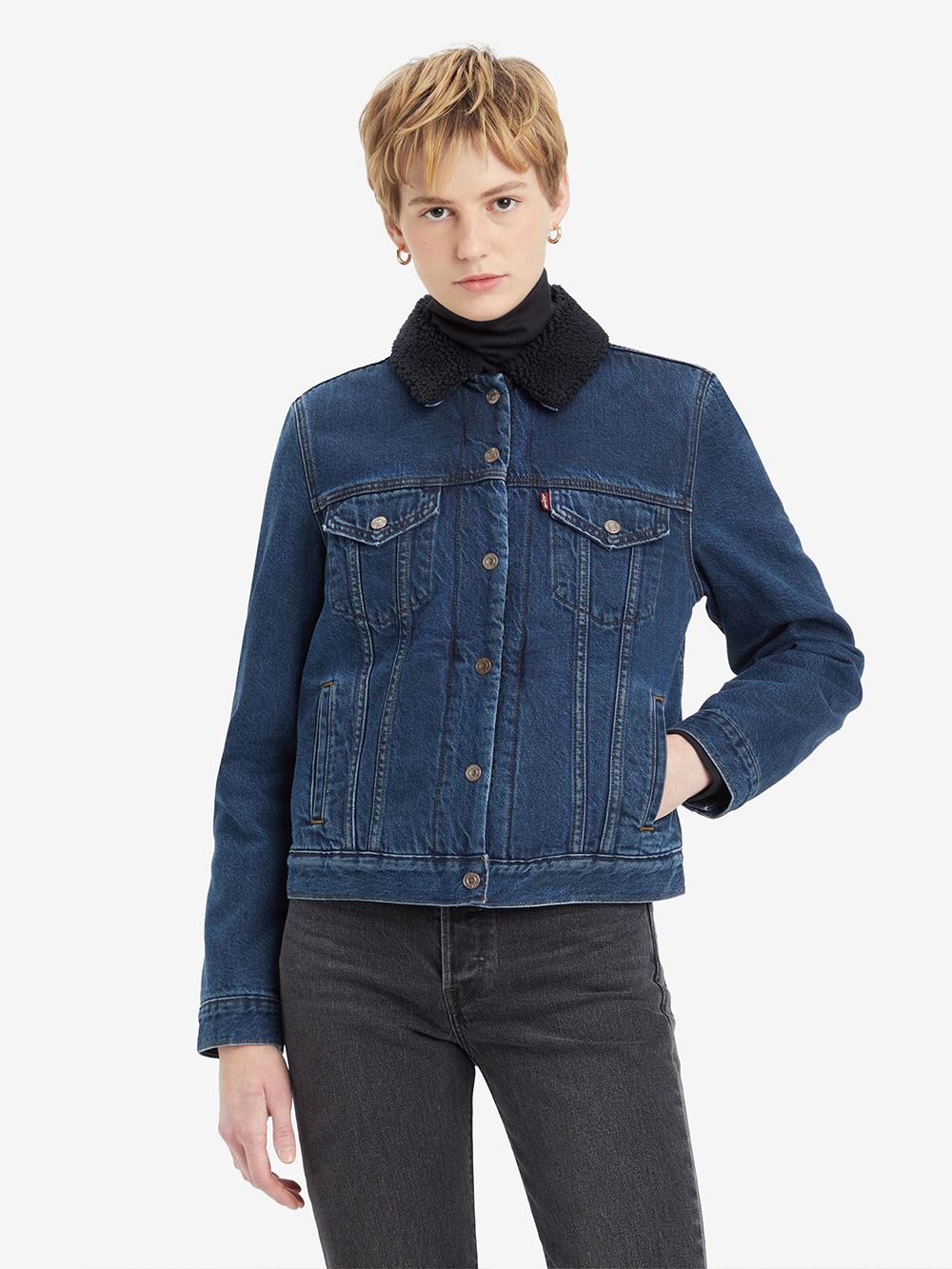 女款TYPE III SHERPA刷毛翻領三代丹寧牛仔外套 人氣新品_2
