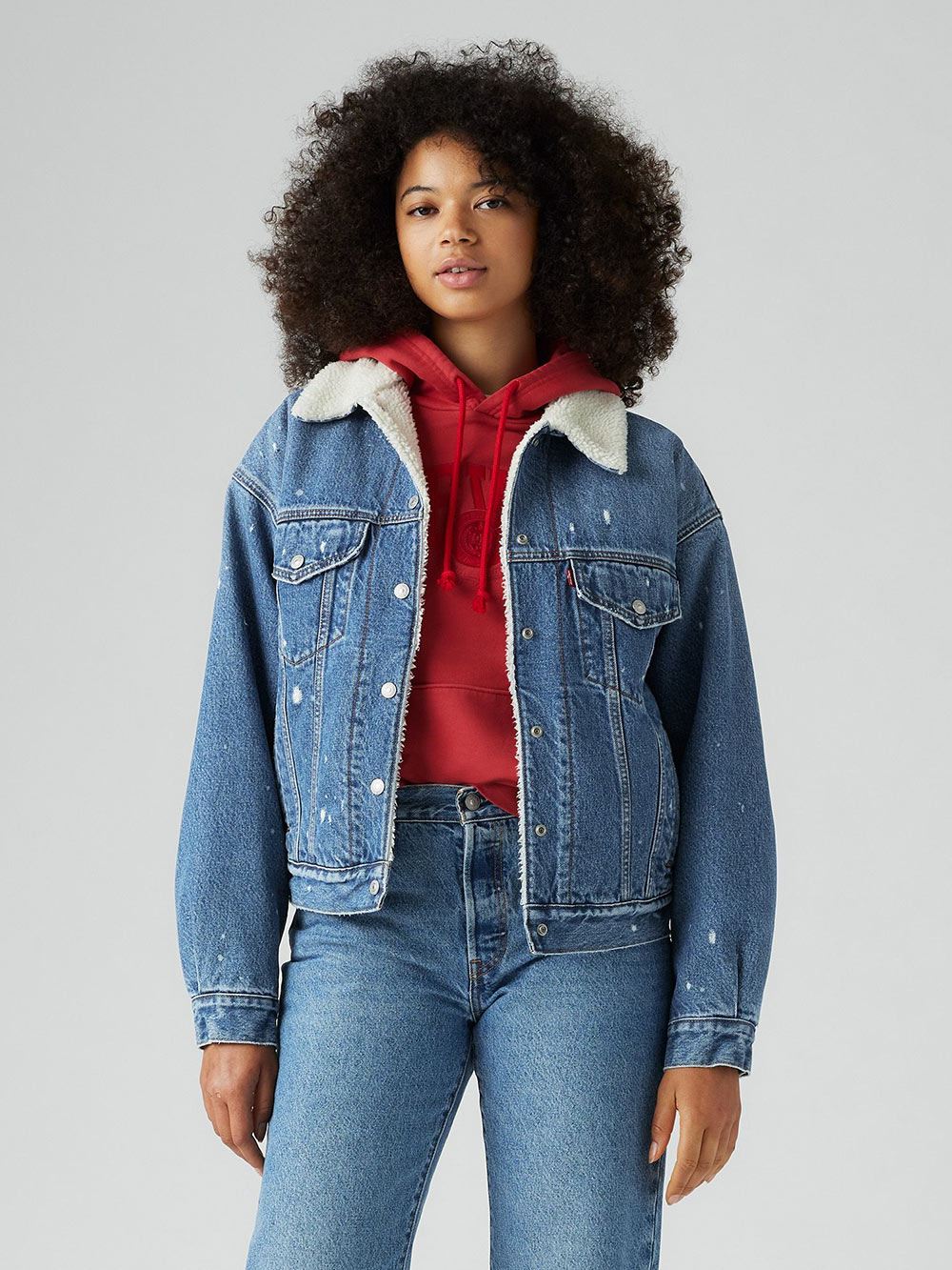 Levi’s® 女款 90s寬鬆版刷毛翻領丹寧牛仔外套 熱賣單品