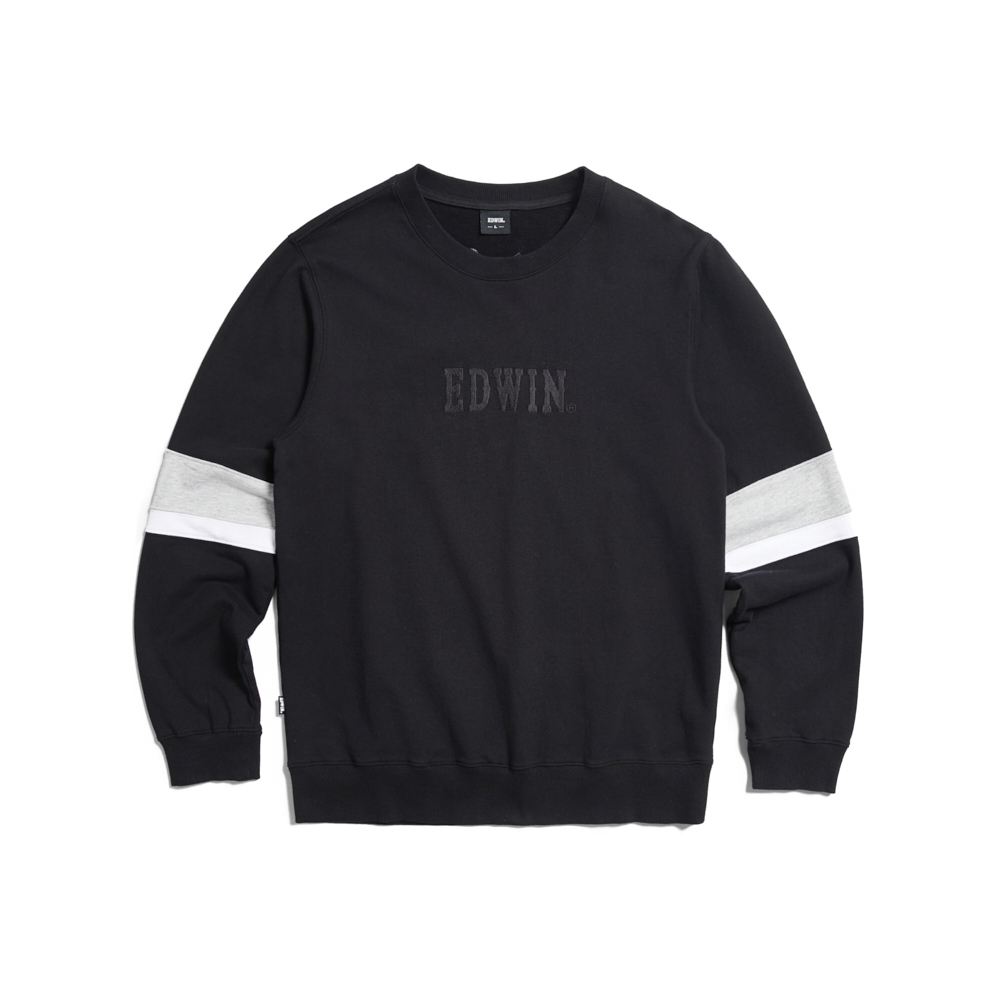 EDWIN｜男裝｜袖配條繡花長袖T恤