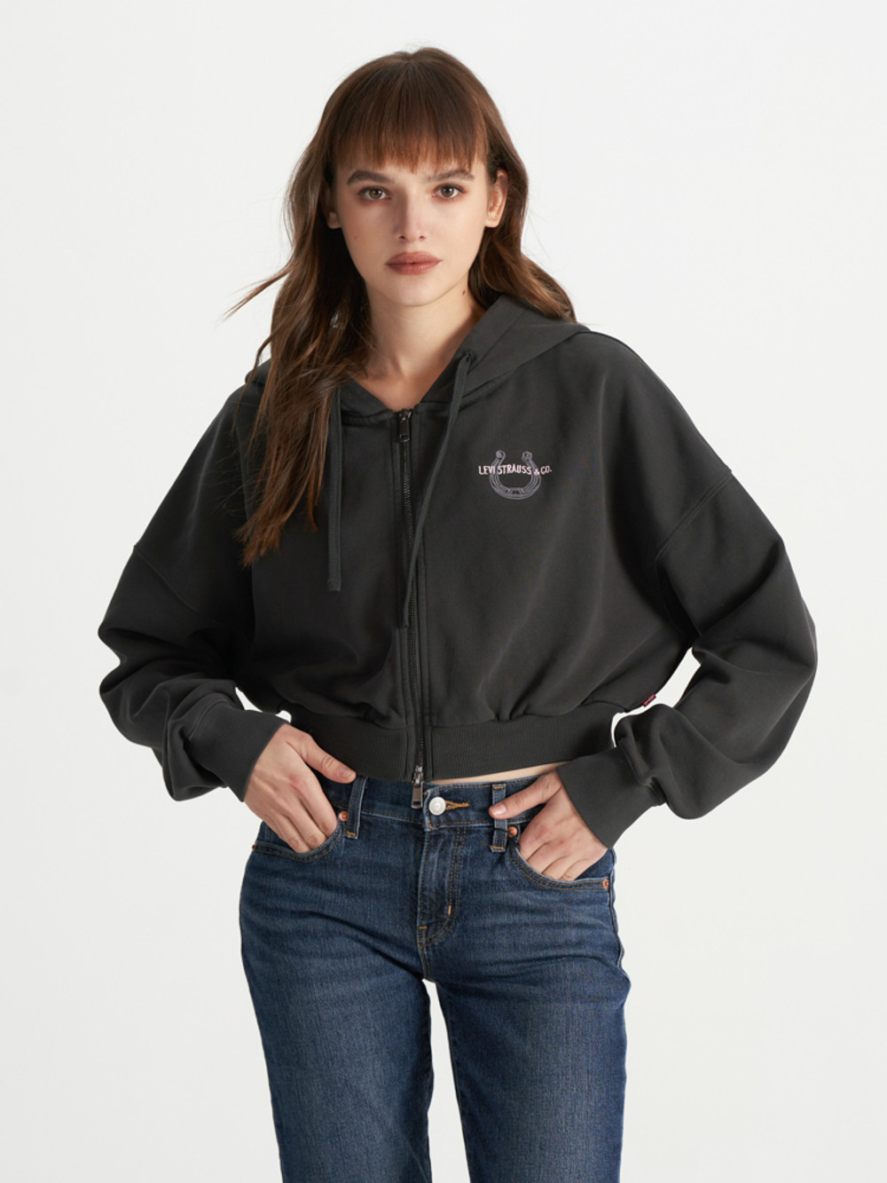 Levi's® 女款 短版外套 胸口印花  舒適外套  人氣新品