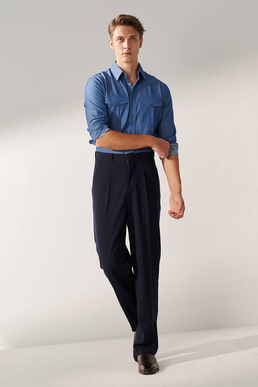 SST&C Sky Blue Double Pocket Casual Denim Shirt | 00082409001_3