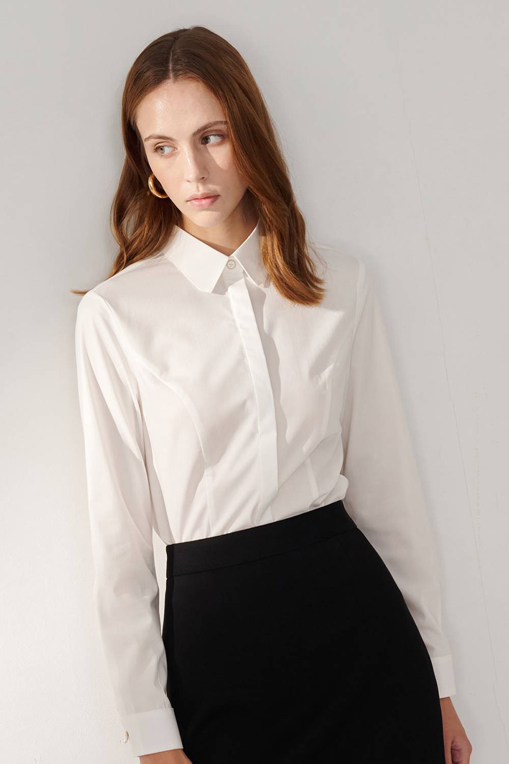 SST&C White Hexagon Collar Fitted Shirt | 01062409001_0