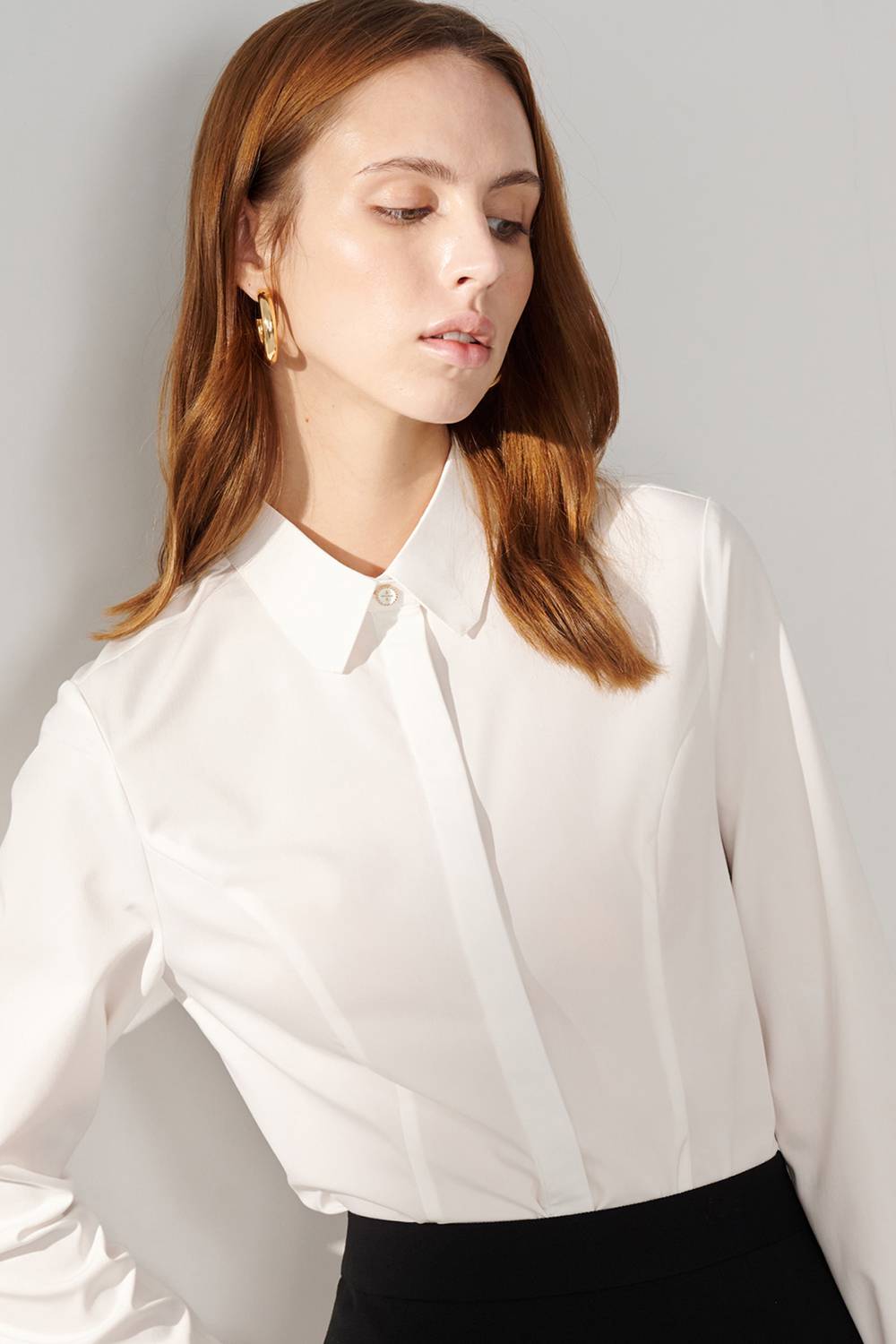 SST&C White Hexagon Collar Fitted Shirt | 01062409001_1