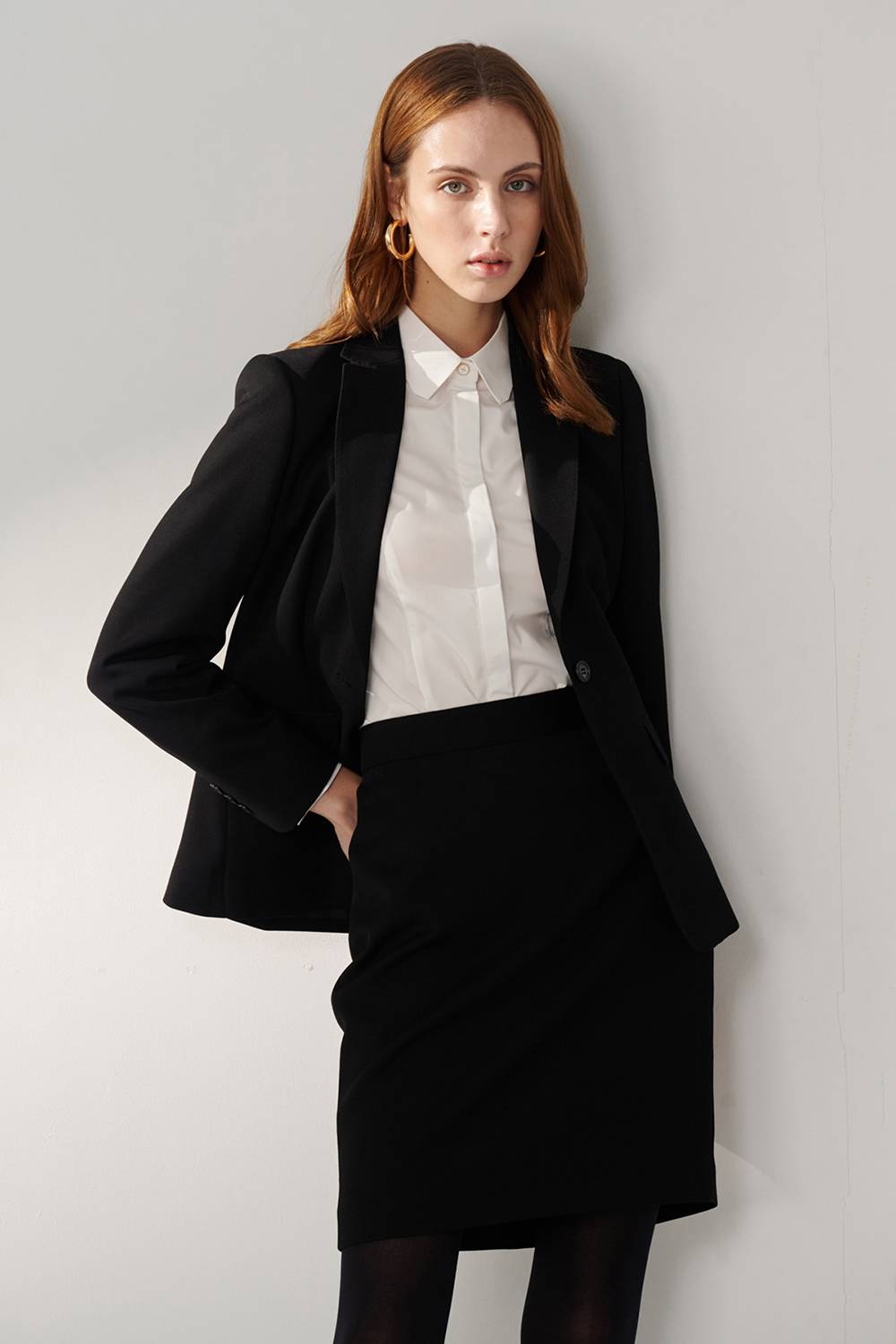 SST&C White Hexagon Collar Fitted Shirt | 01062409001_4