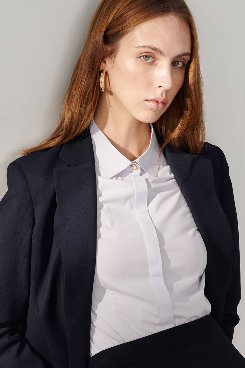 SST&C Light Gray Purple Square Collar Fitted Shirt | 01062409004_5