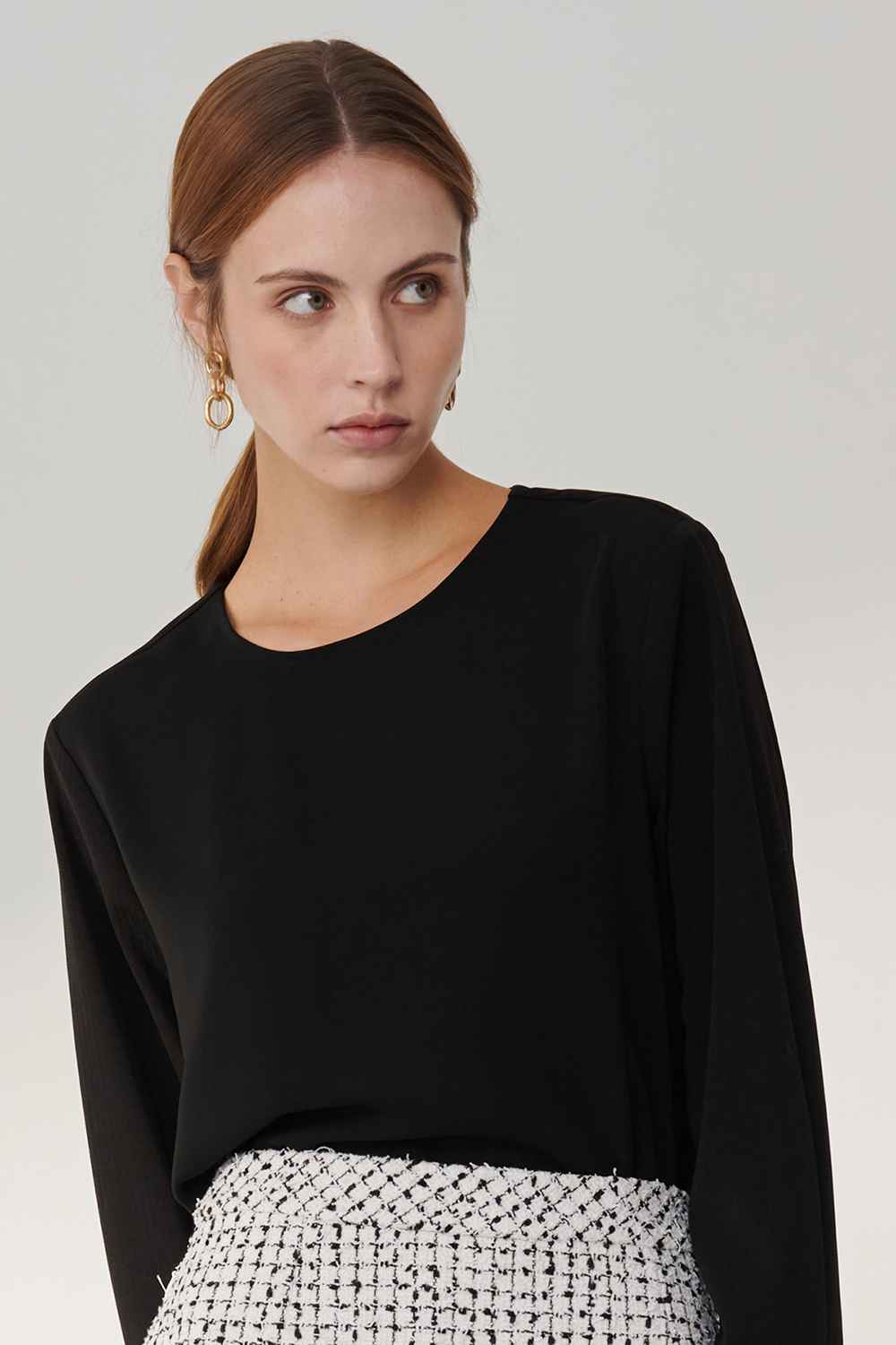 SST&C Black Round Neck Pullover With Sleeves | 01082409004_1