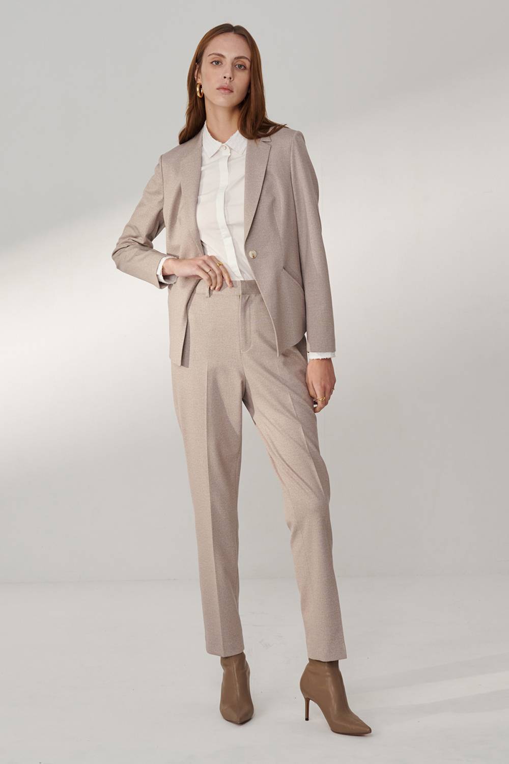 SST&C White Patchwork Square Collar Fitted Shirt | 01062409003_3