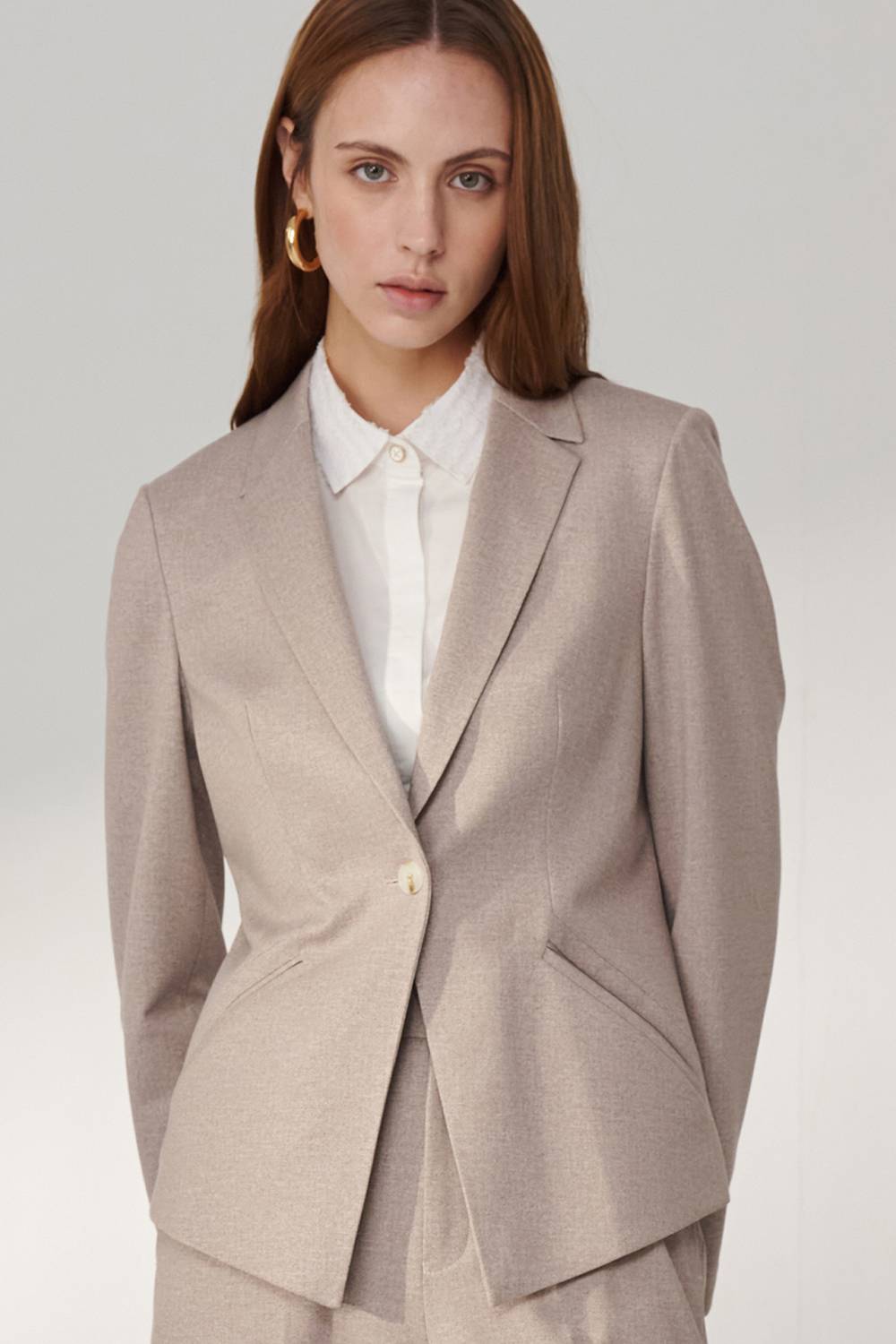 SST&C White Patchwork Square Collar Fitted Shirt | 01062409003_4
