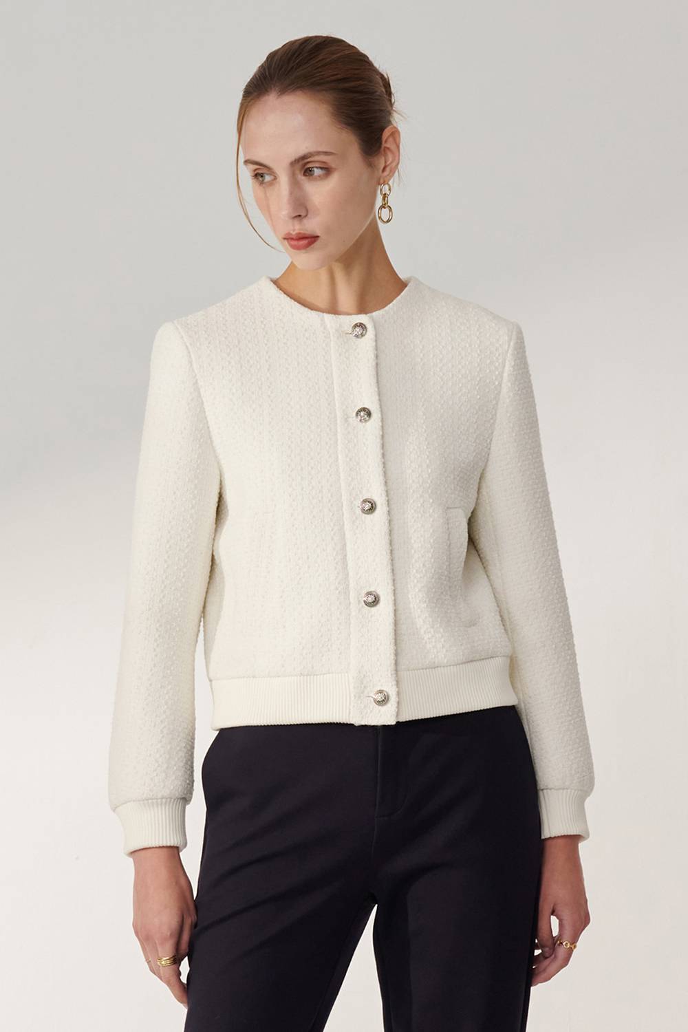 SST&C White Baseball Style Jacket | 01122409001_2
