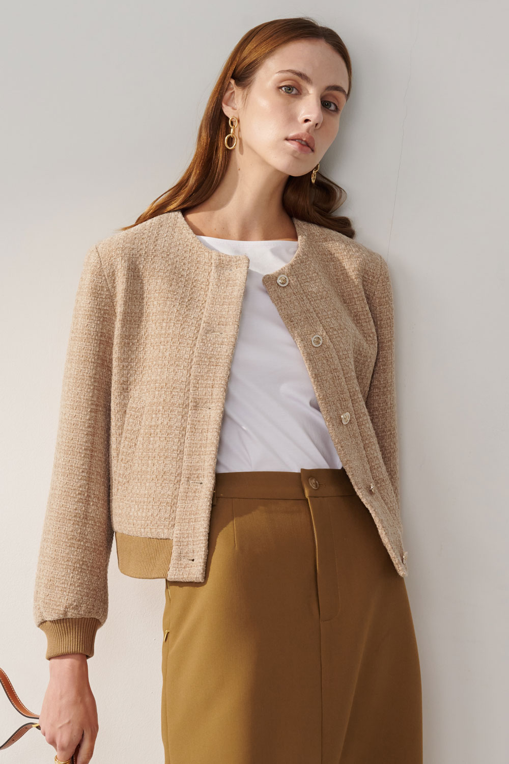 SST&C Gray Camel Baseball Style Jacket | 01122409002_0