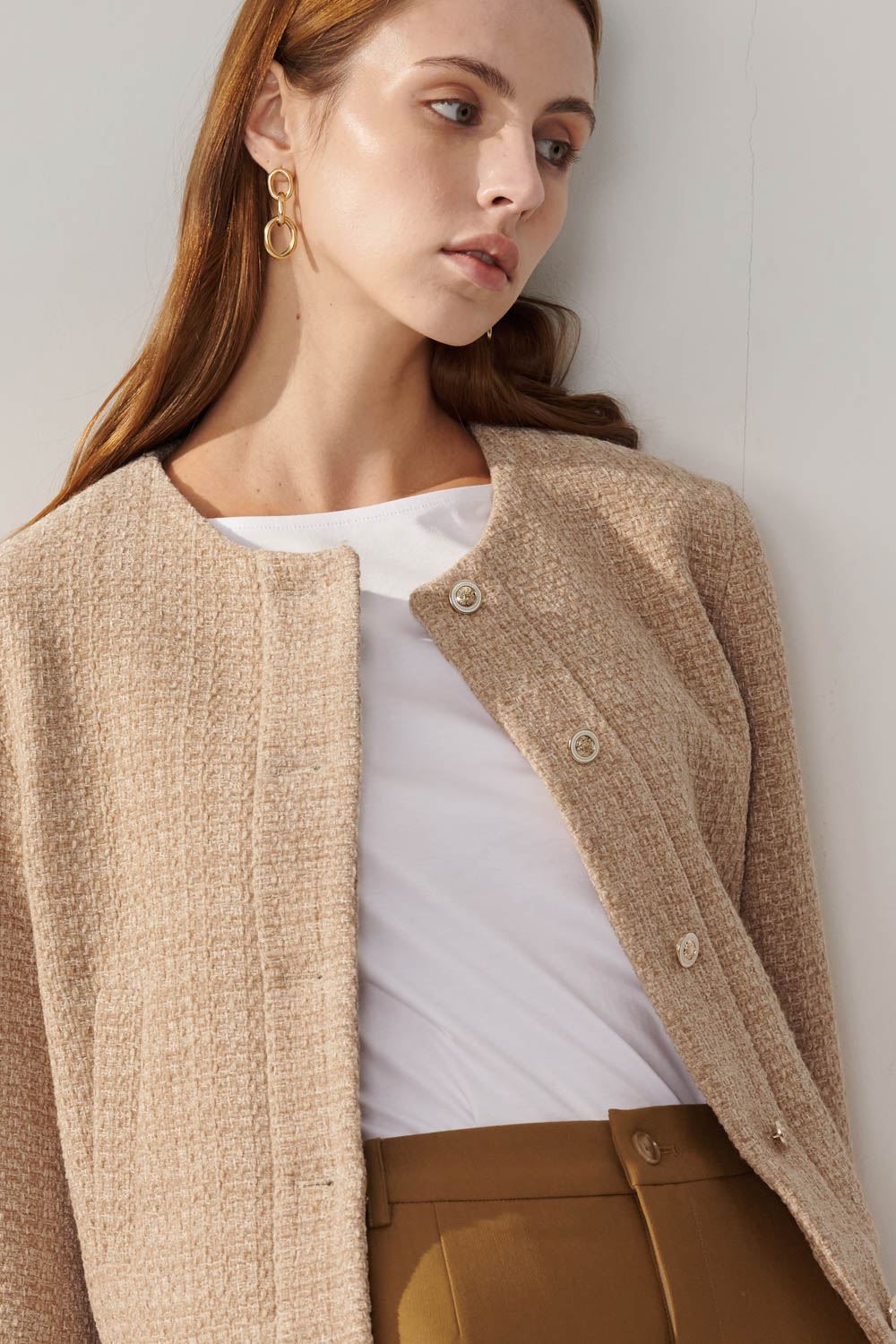 SST&C Gray Camel Baseball Style Jacket | 01122409002_1