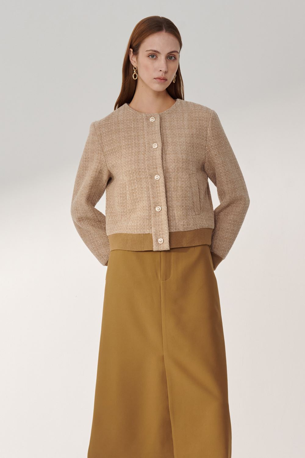 SST&C Gray Camel Baseball Style Jacket | 01122409002_3