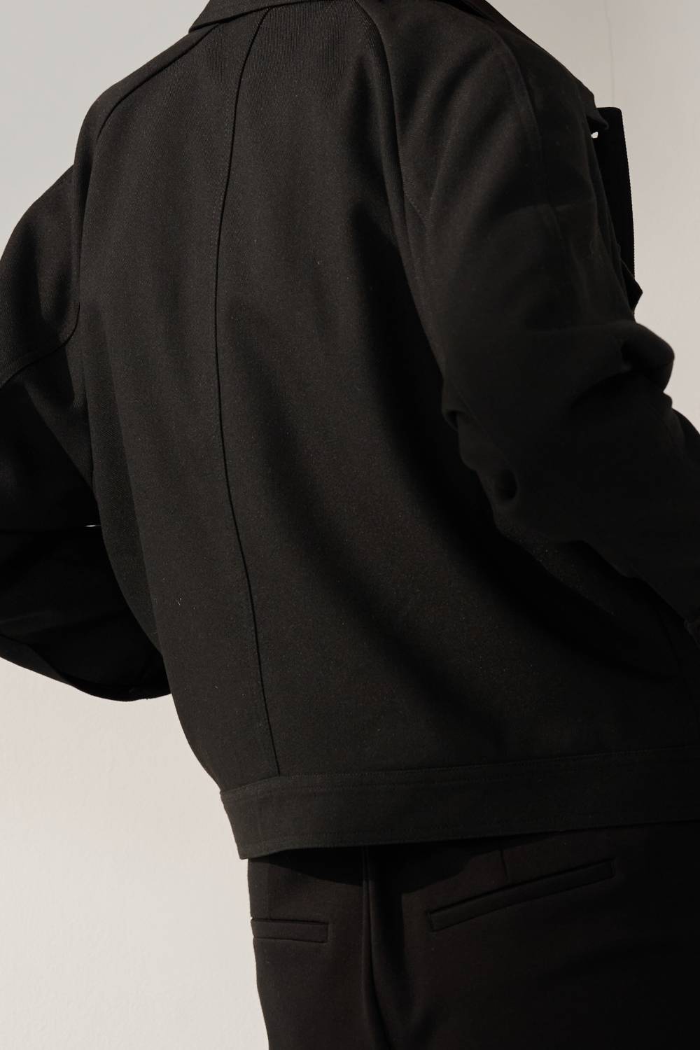 SST&C Black Lapel Short Coat | 01122409004_6