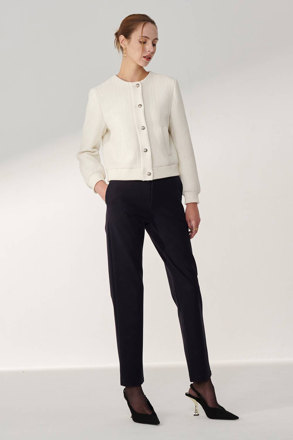 SST&C Dark Blue Low-Rise Slim Knitted Trousers | 01162409003_4