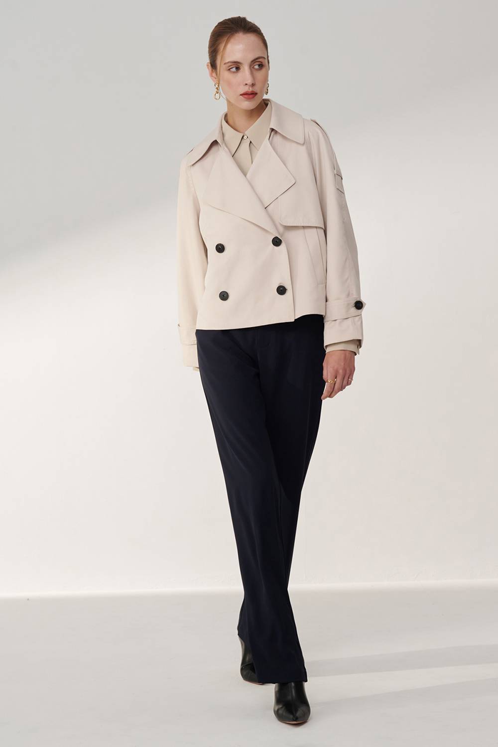SST&C Dark Blue Elastic Band Straight Wide Trousers | 01162409001_2