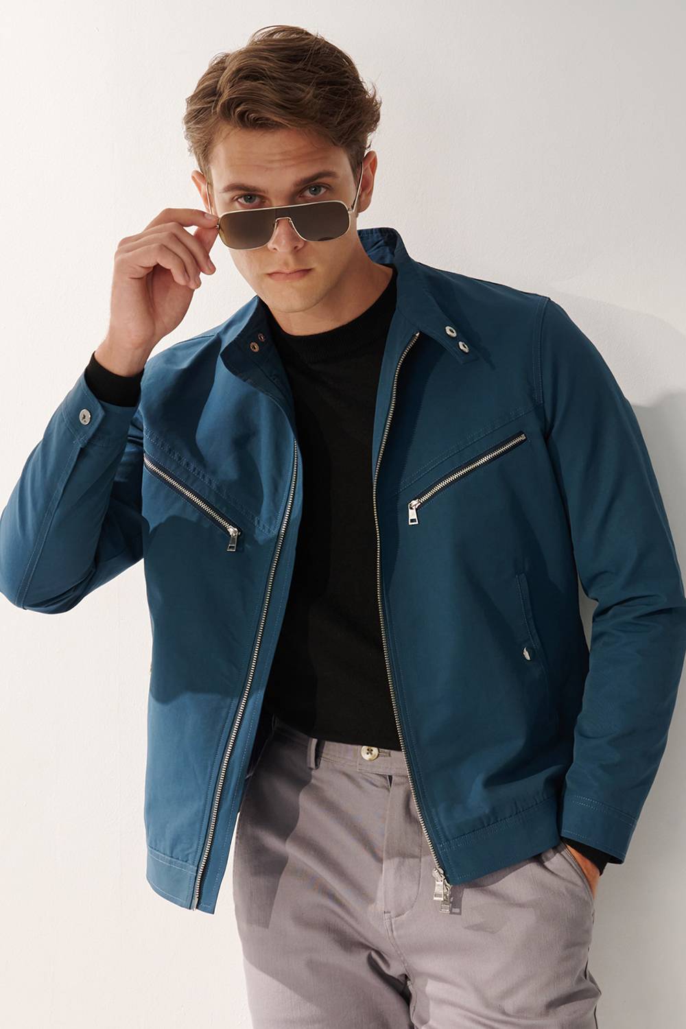 SST&C Turkish Blue Water Repellent Harrington Coat | 00122409003_0