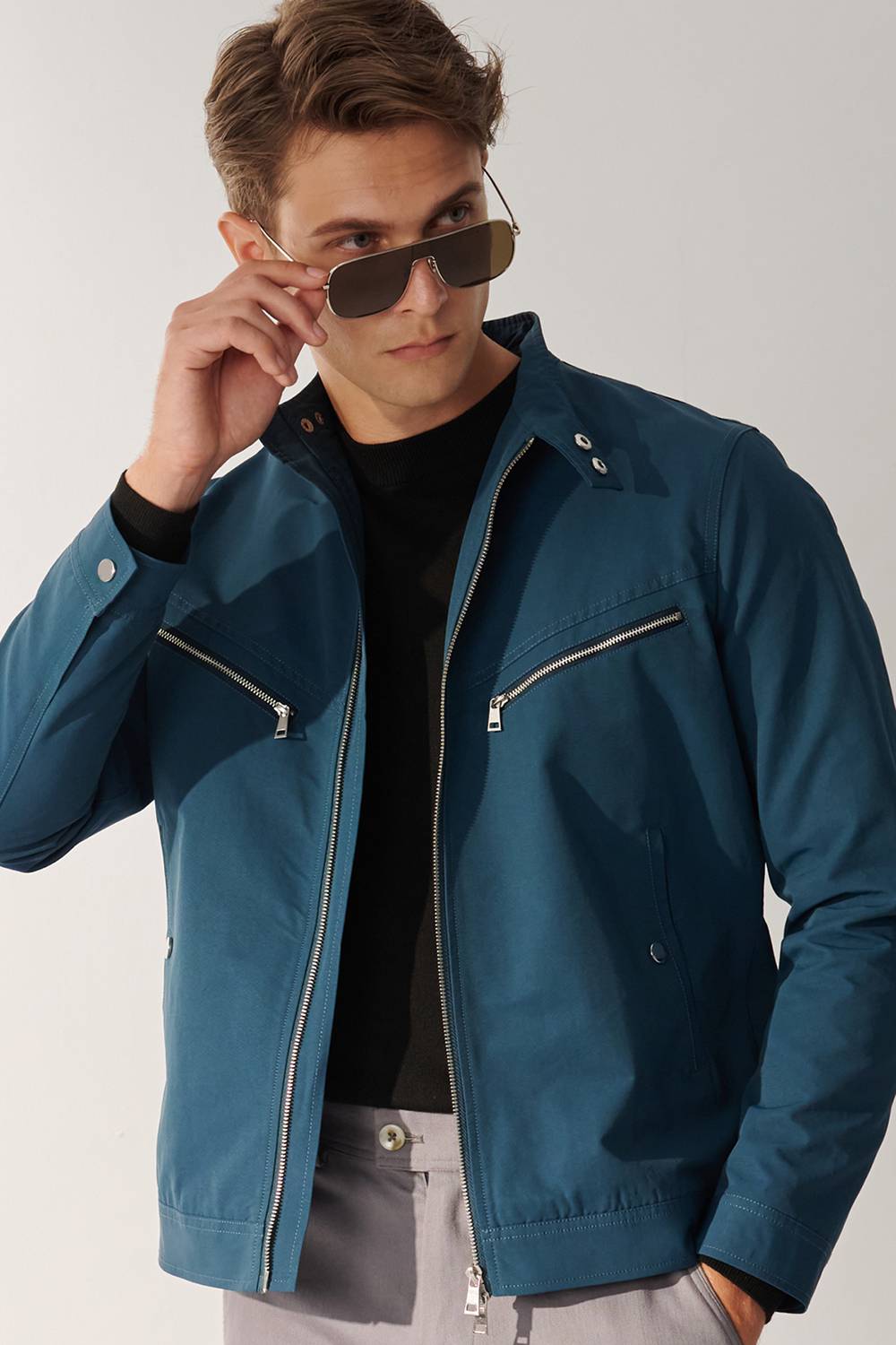 SST&C Turkish Blue Water Repellent Harrington Coat | 00122409003_1