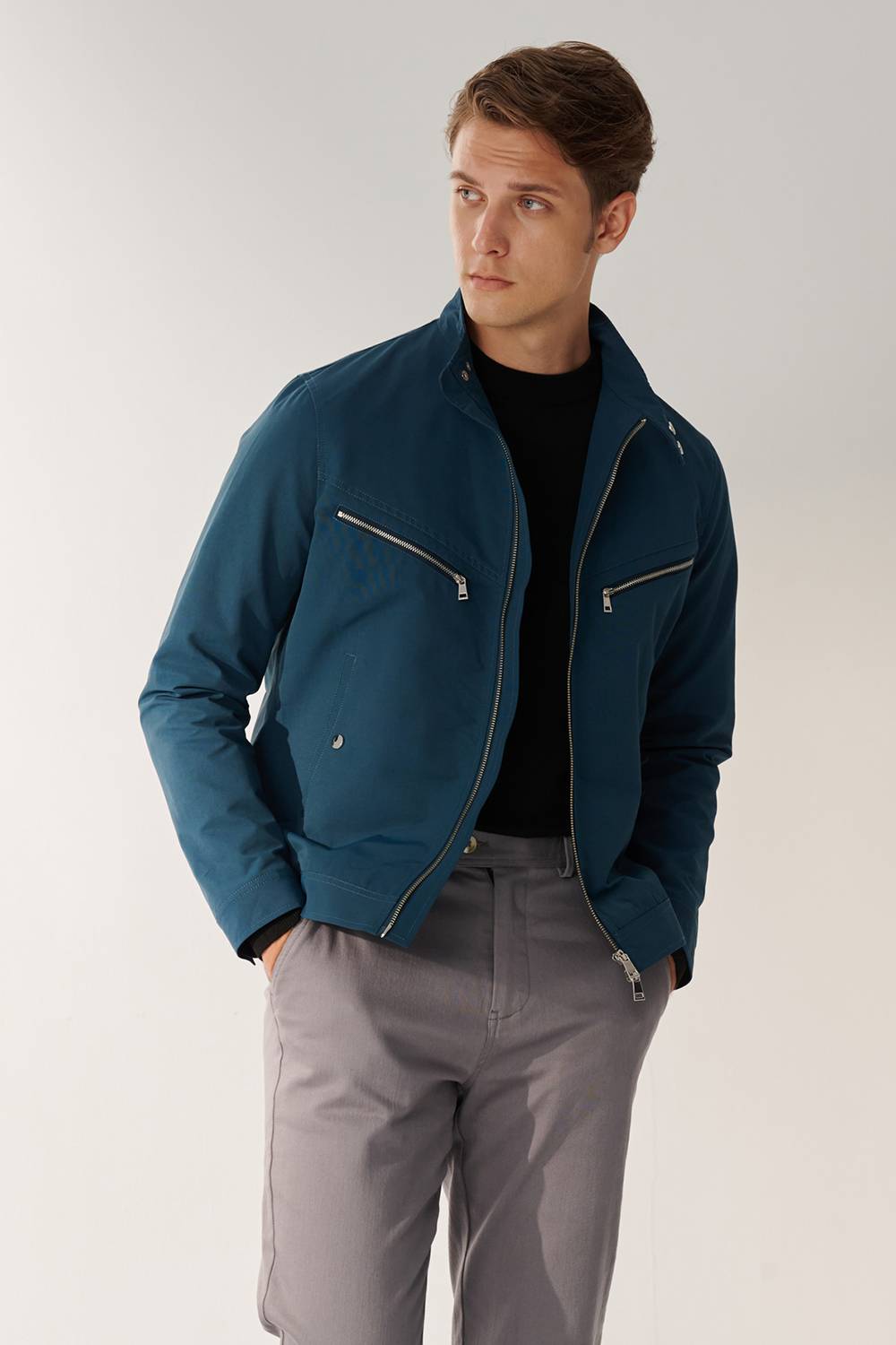 SST&C Turkish Blue Water Repellent Harrington Coat | 00122409003_3