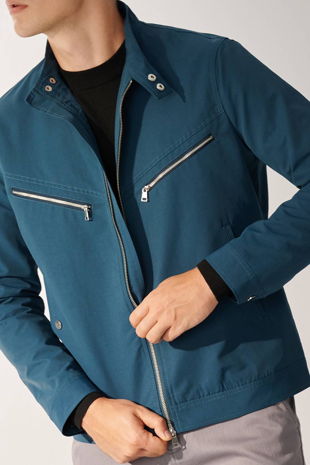 SST&C Turkish Blue Water Repellent Harrington Coat | 00122409003_4