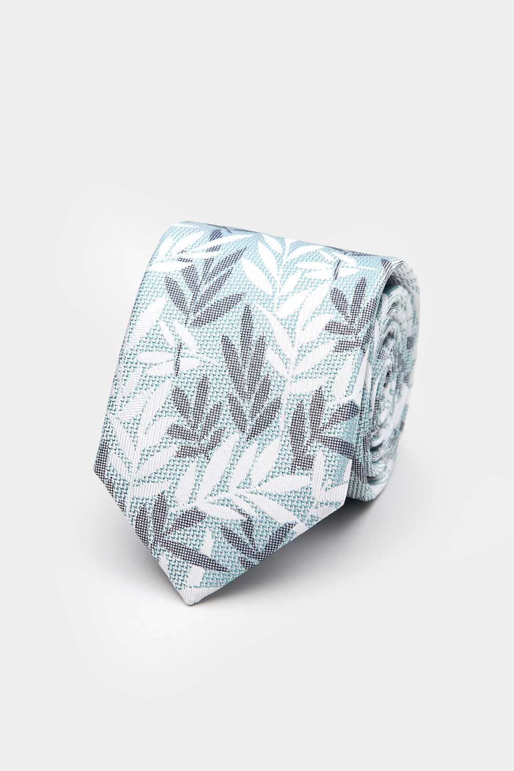 SST&C Light Green Large Leaf Narrow Tie | 00362409015_0