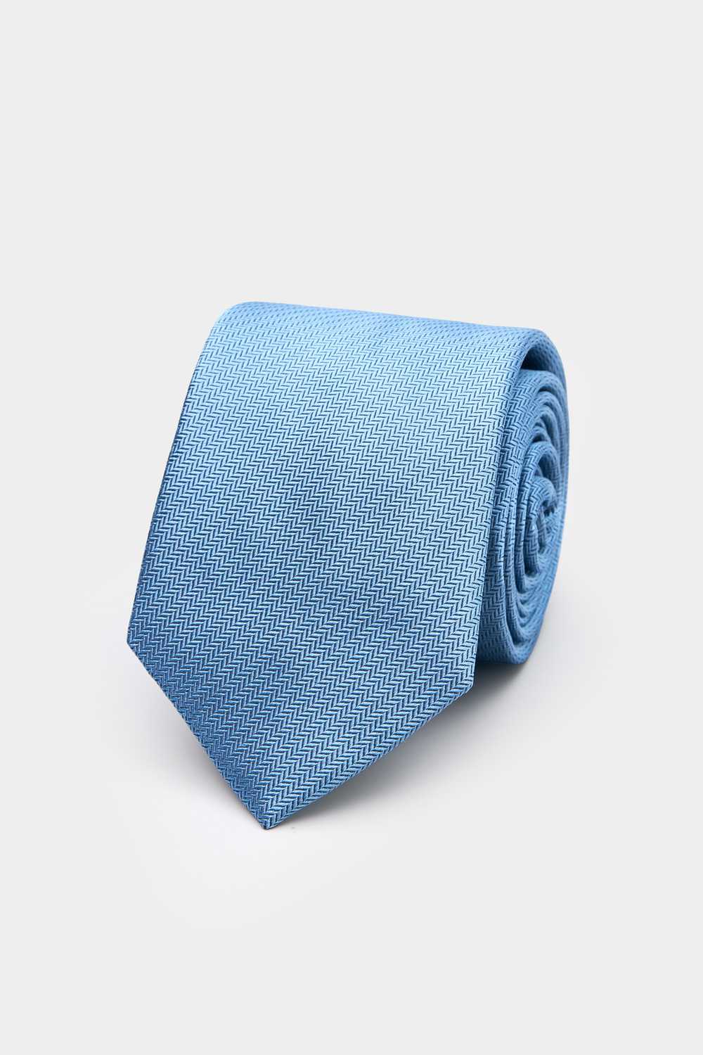 SST&C Light Blue Herringbone Narrow Tie | 00362409024_0
